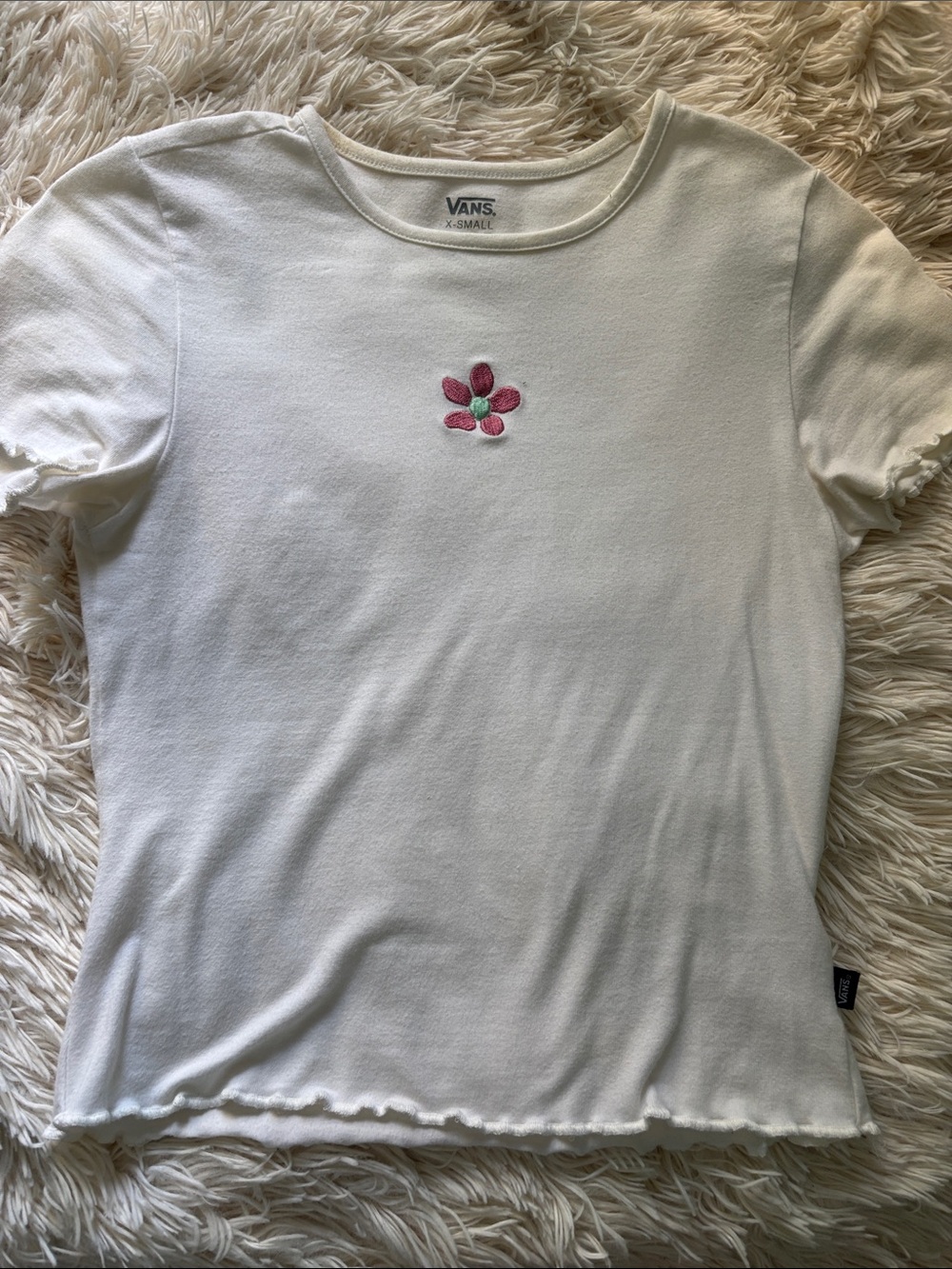 Vans White Short Sleeve Tee with Pink & Green Flower